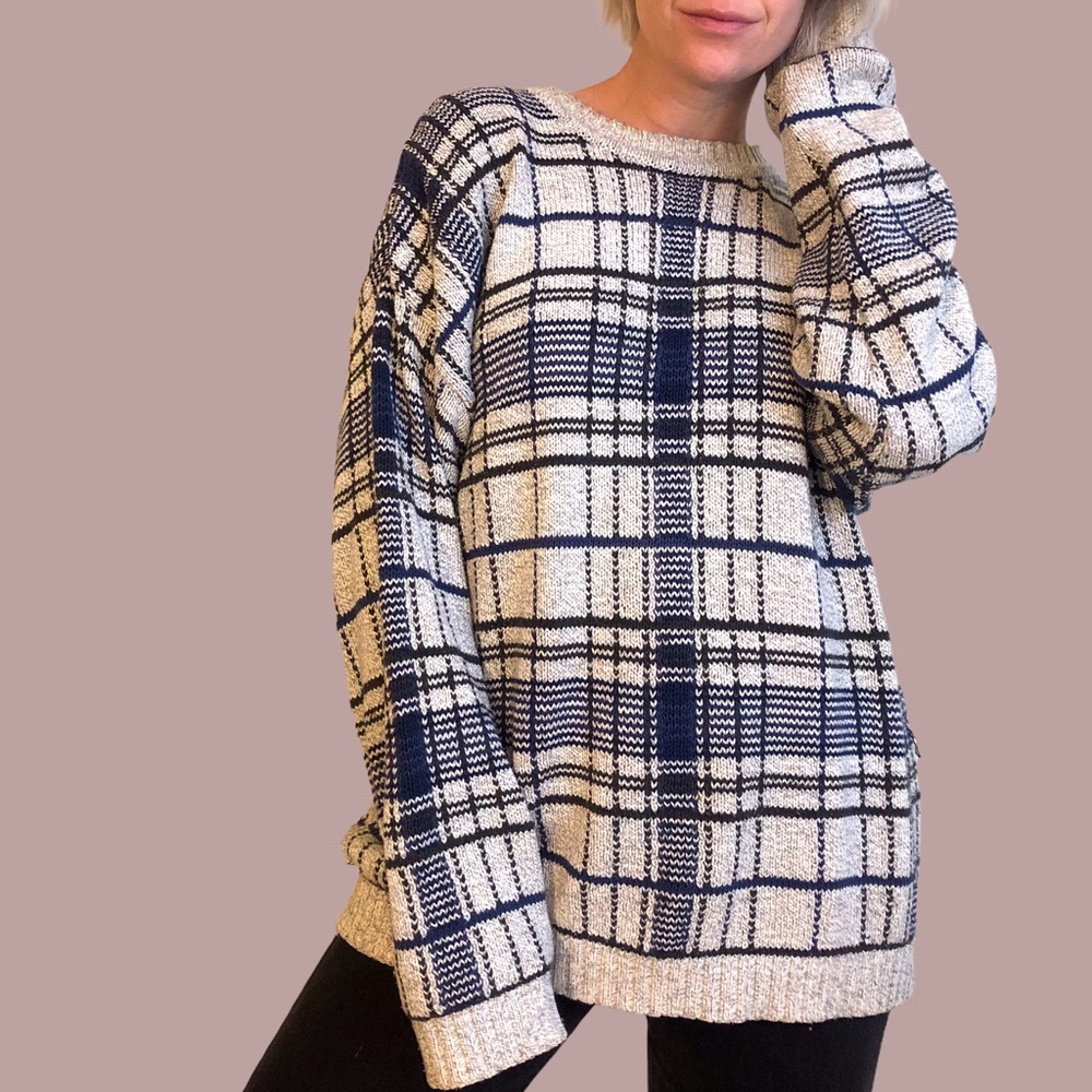 Club Room Vintage Plaid Sweater Sz M
